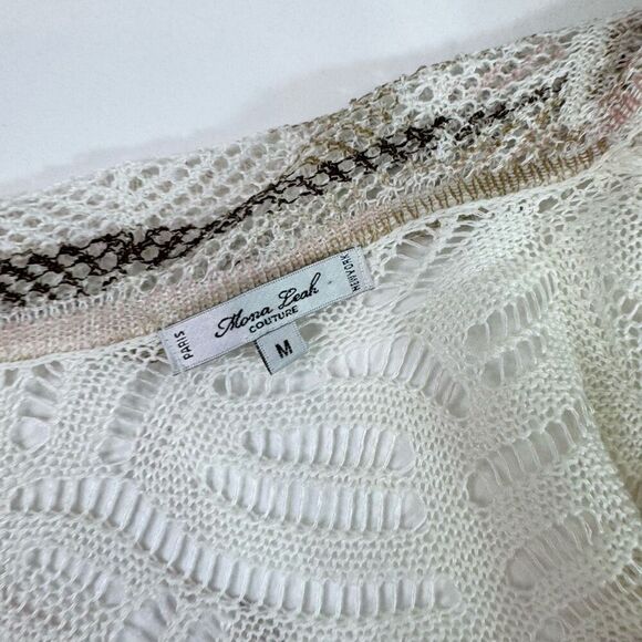 Mona Leah Couture Cardigan Sweater Womens Medium White Open Coastal - Picture 5 of 8